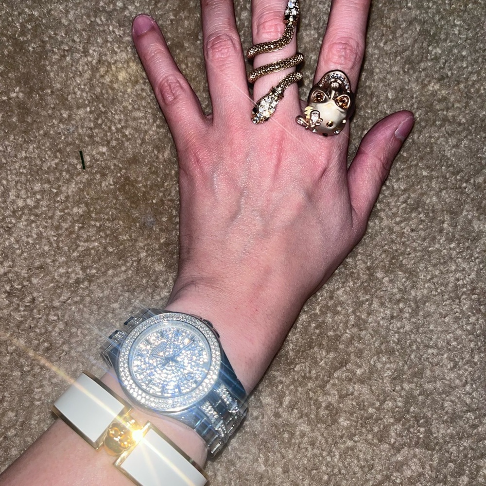 Bulova Swarovski silver watch